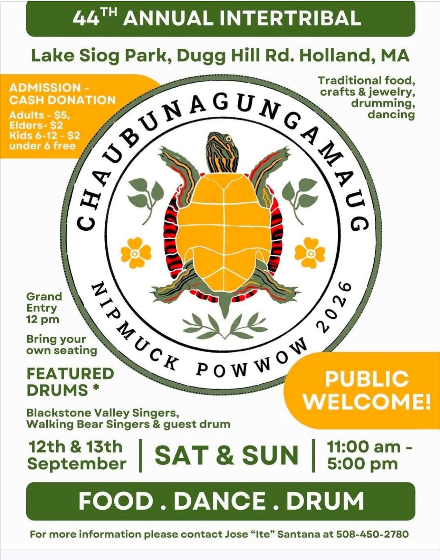 Flyer for the 44th Annual Intertribal Chaubunagamaug Nipmuck Powwow