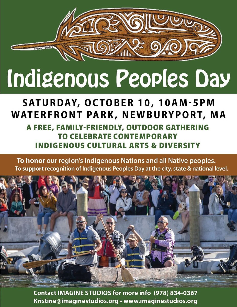 Flyer for Indigenous Peoples Day at Waterfront Park, Newburyport, MA